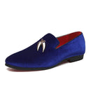 Casual Sickle Suede Men Shoes Flat Slip-on Pointed Toe Dress Shoes Loafer, Size:44(Blue)
