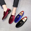 Casual Sickle Suede Men Shoes Flat Slip-on Pointed Toe Dress Shoes Loafer, Size:44(Blue)
