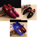 Casual Sickle Suede Men Shoes Flat Slip-on Pointed Toe Dress Shoes Loafer, Size:44(Blue)