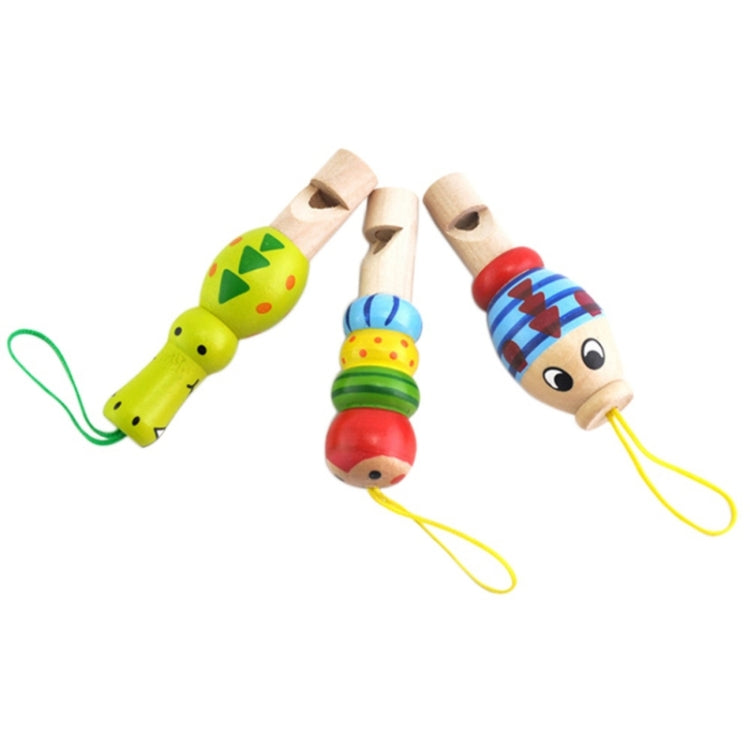 2 PCS Cute Cartoon Wooden Whistle Children Wind Instrument, Random Style Delivery
