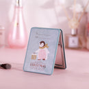 Portable Mini Princess Mirror Double-sided Glass Mirror Girl Folding Vanity Mirror(Square Penguin)