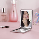 Portable Mini Princess Mirror Double-sided Glass Mirror Girl Folding Vanity Mirror(Square Penguin)
