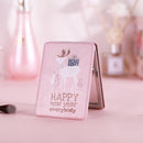 Portable Mini Princess Mirror Double-sided Glass Mirror Girl Folding Vanity Mirror(Square Deer)