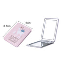 Portable Mini Princess Mirror Double-sided Glass Mirror Girl Folding Vanity Mirror(Square Deer)