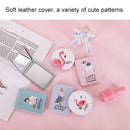 Portable Mini Princess Mirror Double-sided Glass Mirror Girl Folding Vanity Mirror(Round Four Flamingos)