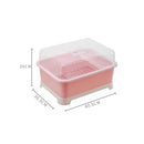 Creative Kitchen Double Layer With Lid Plastic Drain Dish Rack Desktop Tableware Storage Box(Blue)