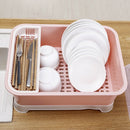 Creative Kitchen Double Layer With Lid Plastic Drain Dish Rack Desktop Tableware Storage Box(Blue)