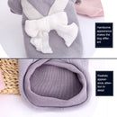 Autumn and Winter Knit Bow Sweater Bottoming Shirt Two Feet Pet Clothes, Size: S(Grey)