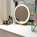 Gold Hotel Bedroom Bathroom Wall Hanging LED Lamp Holder Round Vanity Mirror, Size: Beaded mirror (LED light) 40CM