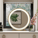 Gold Hotel Bedroom Bathroom Wall Hanging LED Lamp Holder Round Vanity Mirror, Size: Beaded mirror (LED light) 50CM