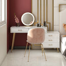 Gold Hotel Bedroom Bathroom Wall Hanging LED Lamp Holder Round Vanity Mirror, Size: Beaded mirror (LED light) 50CM