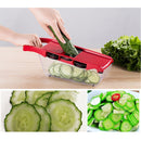 10 in 1 Multifuction Vegetable Cutter Stainless Steel Blade Manual Potato Onion Peeler Carrot Grater Dicer(Red)