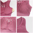 Women Hollow-out Fitness Top Shockproof Elastic Yoga Sport Brassiere, Size: S(Pink)