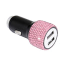 Diamond Car Dual USB Charge Mobile Phone Safety Hammer Charger(pink )