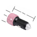 Diamond Car Dual USB Charge Mobile Phone Safety Hammer Charger(pink )