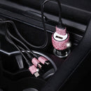 Diamond Car Dual USB Charge Mobile Phone Safety Hammer Charger(pink )