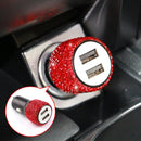 Diamond Car Dual USB Charge Mobile Phone Safety Hammer Charger(red red )