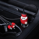 Diamond Car Dual USB Charge Mobile Phone Safety Hammer Charger(red red )