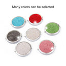 Diamond-encrusted Metal Double Side Folding Mini Portable Round Small Makeup Mirror(Sky Blue)