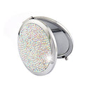Diamond-encrusted Metal Double Side Folding Mini Portable Round Small Makeup Mirror(Color White)
