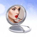 Diamond-encrusted Metal Double Side Folding Mini Portable Round Small Makeup Mirror(Color White)