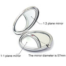 Diamond-encrusted Metal Double Side Folding Mini Portable Round Small Makeup Mirror(Bright Black)