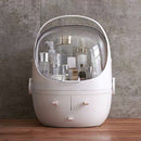 Portable Dust-proof Transparent Round Cosmetic Drawer Type Storage Box( Small Pearl White)