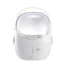 Portable Dust-proof Transparent Round Cosmetic Drawer Type Storage Box( Small Pearl White)