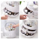 Portable Dust-proof Transparent Round Cosmetic Drawer Type Storage Box(Small Beauty Powder)