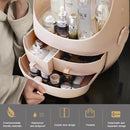 Portable Dust-proof Transparent Round Cosmetic Drawer Type Storage Box( Small Pearl White)