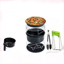 7 in 1 Air Fryer Accessories 7-piece Set for 3.5-5.8QT Type of Baking Basket Double-layer Grill(Black)