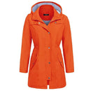 Casual Women Waterproof Waist Hooded Long Coat, Size:XXL (Orange)