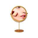 Round Wrought Iron Desktop Simple Dressing Mirror( Round Chassis Yellow)
