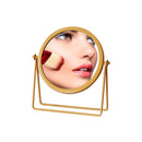 Round Wrought Iron Desktop Simple Dressing Mirror( Bracket Yellow)