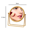 Round Wrought Iron Desktop Simple Dressing Mirror( Bracket Yellow)