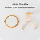 Round Wrought Iron Desktop Simple Dressing Mirror( Bracket Yellow)