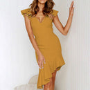 Sleeveless Ruffled Slim Backless Sexy Dress, Size: XXL(Pink)
