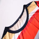 Round Neck Striped Stitching Color Long-sleeved Casual Head A Style Dress, Size: M(Red Stripe)