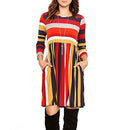 Round Neck Striped Stitching Color Long-sleeved Casual Head A Style Dress, Size: M(Orange Stripe)