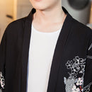 Kimono Cardigan Feather Woven Thin Coat Robe Hanfu, Size: M(Text Black)