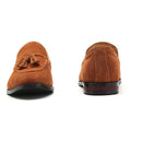 Men Leather Shoes Suede Tassels Slip-on Peas Shoes, Size:42(Brown)