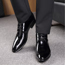 Men Pointed Glossy Crocodile Texture Leather Shoes, Shoe Size:39(Black)