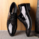 Men Pointed Glossy Crocodile Texture Leather Shoes, Shoe Size:41(Black)
