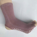 Mid-tube Sweat-absorbent Breathable Exposed Heeled Toe Yoga Sock for Women, Size:One Size (35-40 Yards)(Pink)