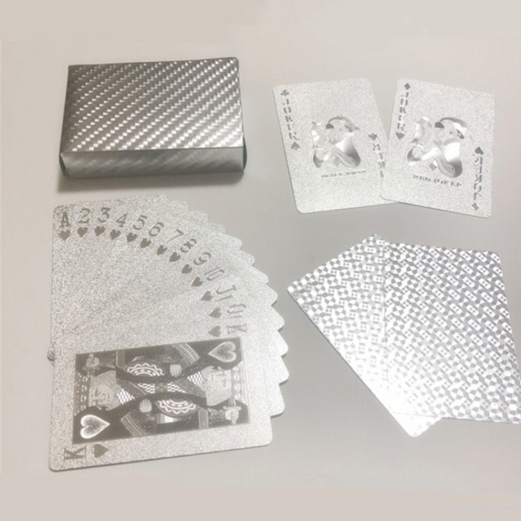 2 PCS Waterproof Durable Silver Foil Plastic Creative Playing Cards Gift