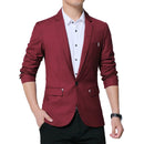 Men Casual Suit Self-cultivation Business Blazer, Size: S( Wine Red)