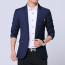 Men Casual Suit Self-cultivation Business Blazer, Size: XXXL(Navy)