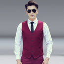 Men Vest Slim Korean Work Clothes Suit Vest Groomsmen Professional Wear Men Vest, Size: XXXXL(Wine red)