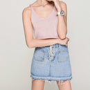 Spring Solid Color Knit Sling V-neck Sleeveless Vest, Size: One Size(Pink)