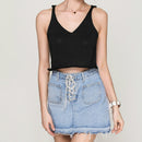 Spring Solid Color Knit Sling V-neck Sleeveless Vest, Size: One Size( Black)